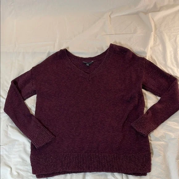 American Eagle Outfitters Rich Burgundy V-Neck Sweater - Picture 5 of 11